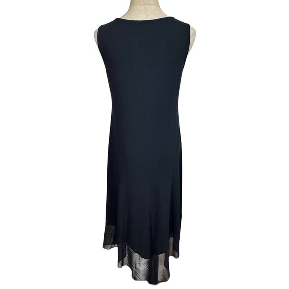 Eileen Fisher Asymmetrical Mesh Handkerchief Hem Sleeveless Jersey Dress - Picture 6 of 9